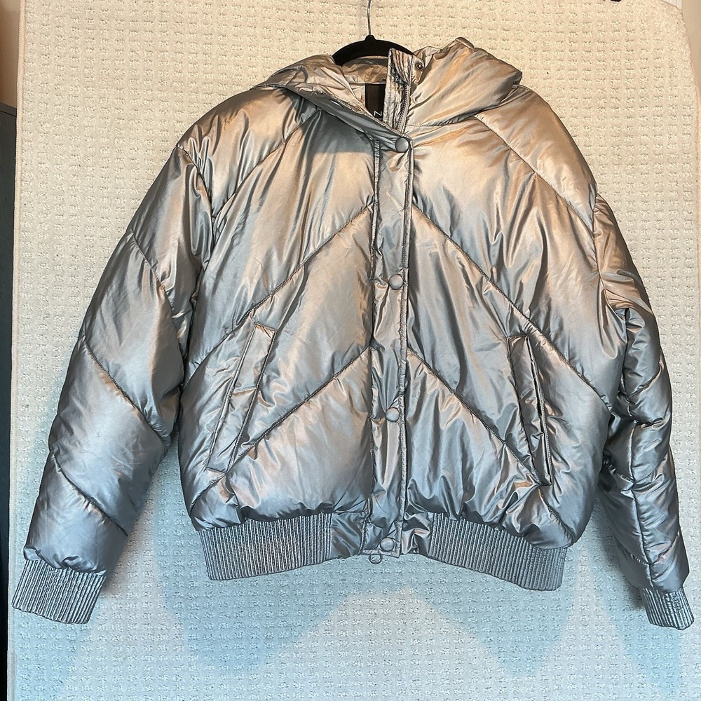 NOIZE Penelope‎ Hooded Puffer Coat Women Silver L up to -15°C/5°F NEW